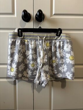 P.J. Salvage x Smiley Daisy Lounge Sleep Shorts-Grey & Yellow-Large